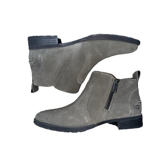 UGG Sz 7 Suede Leather Ankle Boots Womens Aureo II Slate Grey NWOT - Picture 5 of 9